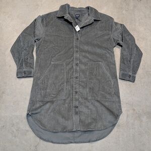 NWT Gap Corduroy Shirtdress Vintage Flight Gray Women's L